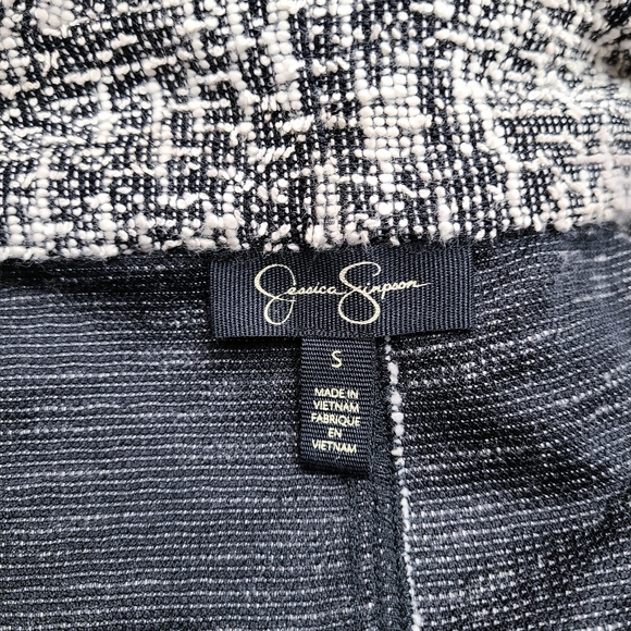 Jessica Simpson Tweed Knit and Faux Leather Lightweight Zip Jacket - Picture 6 of 6